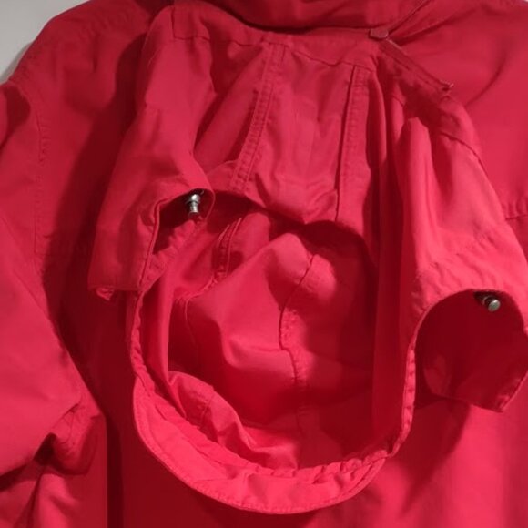L. L. BEAN RED NYLON UTILITY WINDBREAKER JACKET HOOD POCKETS INNER DRAWSTING L - Picture 10 of 16